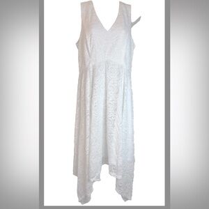 Bridesmay White Lace V Neck Asymmetrical Hem Sz M NWOT